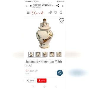 💝Vintage Japanese Ginger Jar with Bird and Cherry Blossoms